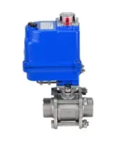 Кран шаровой DN.ru BV3232P(3pc)-FP-W-ISO-H WDVF Ду15 Ру63 полнопроходной, трехсоставной, корпус - нержавеющая сталь 316, уплотнение - PTFE, под приварку, с 1/4-оборотным электроприводом DN.ru QT-N-003EM-O1-12VDC-У1 blue