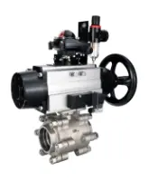 Кран шаровой DN.ru BV3232P(3pc)-FP-SW-ISO-H Ду100 Ру63 полнопроходной, корпус - нержавеющая сталь SS316, под приварку, с пневмоприводом PA-DA-105-1, пневмораспределителем 4M310-08 AC220V, БКВ APL-210N, БПВ AFC2000
