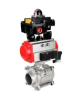Кран шаровой DN.ru BV3232P(3pc)-FP-W-ISO-H WDVF Ду40 Ру40 полнопроходной, трехсоставной, корпус - нержавеющая сталь 316, уплотнение - PTFE, под приварку, с пневмоприводом PA-SA-105, пневмораспределителем 4M310-08 DC24V, БКВ APL-410N EX