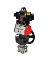 Кран шаровой DN.ru BV3232P(3pc)-FP-W-ISO-H Ду65 Ру25 SS316 полнопроходной под приварку, корпус - нержавеющая сталь с пневмоприводом DN.ru PA-DA-083, блоком концевых выключателей APL-410N EX и ручным дублером MON2-450-T28-ISO
