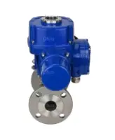 Кран шаровой DN.ru BV3232P(3pc)-FP-F-ISO-H Ду20 Ру40 трехсоставный из нержавеющей стали SS316, фланцевый, уплотнение - PTFE, полнопроходной, с 1/4-оборотным электроприводом DN.ru QT-N-005M-O2-220VAC-У1