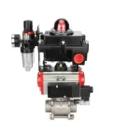 Кран шаровой DN.ru BV3232P(3pc)-FP-W-ISO-H Ду80 Ру25 полнопроходной под приварку, корпус - нержавеющая сталь 316, уплотнение - PTFE, с пневмоприводом PA-SA-130, пневмораспределителем 4M310-08 220В NAMUR, БКВ APL-410N EX и БПВ AFC2000
