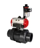 Кран шаровой DN.ru BV4242E-FP-GRM-ISO Дн50 Ру10 полнопроходной, корпус - НПВХ, шар - НПВХ, уплотнение - EPDM, с пневмоприводом PA-SA-065, пневмораспределителем 4M310-08 AC220V и БПВ AFC2000