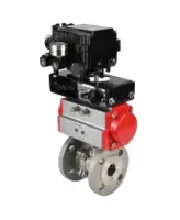 Кран шаровой DN.ru BV3232P(2pc)-FP-F-ISO-R Ду300 Ру16 полнопроходной двухходовой, нержавеющая сталь 316, фланцевый, уплотнение - PTFE, с пневмоприводом PA-DA-210 двойного действия и пневмопозиционером YT-1000RSN без обратной связи