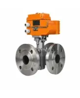 Кран шаровой DN.ru BV3232P(2pc)-FP-3WL-F-ISO-H Ду80 Ру16 HYMT, трехходовой L-тип, полнопроходной, фланцевый, корпус - нержавеющая сталь SS316, с электроприводом QT-N-010EM-O1-24VDC-У1 HARK