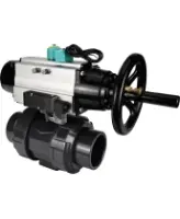 Кран шаровой DN.ru BV4242E-FP-GRM-ISO Дн50 Ру10 полнопроходной, корпус - НПВХ, шар - НПВХ, уплотнение - EPDM, с пневмоприводом PA-DA-105-1, пневмораспределителем 4M310-08 AC220V и магнитным переключателем ALS200D