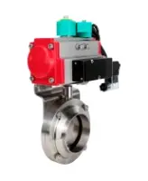 Затвор дисковый поворотный DN.ru WBV3131E-2W-T-H Ду50 Ру10 резьбовой, пищевая нержавеющая сталь 304, уплотнение - EPDM, с пневмоприводом PA-DA-052, пневмораспределителем 4M310-08 AC220V и магнитным переключателем ALS200D