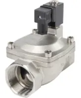 Клапан электромагнитный DN.ru VS431-ET-NC-220VAC 2″ Ду50 Ру16, соленоидный двухходовой, корпус - нержавеющая сталь 304, уплотнение - EPDM, резьбовой, нормально-закрытый, пилотный, катушка - 220В