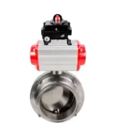 Затвор дисковый поворотный кламповый DN.ru WBV3131S-2W-C-H Ду50 Ру10 корпус - пищевая нержавеющая сталь 304, уплотнение – Silicon, с пневмоприводом DN.ru PA-DA-065 и БКВ DN.ru APL-410N EX