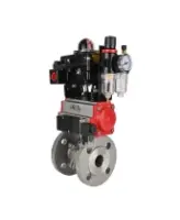 Кран шаровой DN.ru BV3232P(2pc)-FP-F-ISO-H Ду80 Ру16 полнопроходной двухходовой, нержавеющая сталь 316, фланцевый, уплотнение - PTFE, с пневмоприводом PA-SA-130, пневмораспределителем 4M310-08 DC24V, БКВ APL-410N EX и БПВ AFC2000