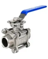 Кран шаровой DN.ru BV3232P(3pc)-FP-W-ISO-H Ду50 Ру40 WDVF полнопроходной, трехсоставной, корпус - нержавеющая сталь 316, уплотнение - PTFE, под приварку, с рукояткой, ISO-фланцем