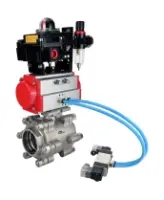 Кран шаровой DN.ru BV3232P(3pc)-FP-SW-ISO-H Ду65 Ру63 полнопроходной, корпус - нержавеющая сталь SS316, под приварку, с пневмоприводом PA-SA-130, пневмораспределителем 4V320-08 AC220V, БКВ APL-410N EX, БПВ AFC2000