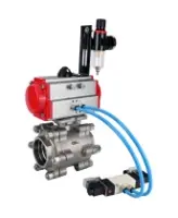 Кран шаровой DN.ru BV3232P(3pc)-FP-SW-ISO-H Ду65 Ру63 полнопроходной, корпус - нержавеющая сталь SS316, под приварку, с пневмоприводом PA-SA-130, пневмораспределителем 4V320-08 AC220V, БПВ AFC2000