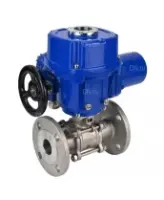 Кран шаровой DN.ru BV3131P(3pc)-FP-F-ISO-H Ду100 Ру16 полнопроходной трехсоставной, фланцевый, нержавеющая сталь 304, уплотнение - PTFE,  22х22, F10, WDVF, с электроприводом четвертьоборотным DN.ru QT-N-020M-O2-220VAC-У1 с моментной муфтой и штурвалом