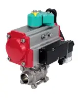 Кран шаровой DN.ru BV3232P(3pc)-FP-W-ISO-H Ду80 Ру25 полнопроходной, корпус - нержавеющая сталь 316, уплотнение - PTFE, под приварку, с пневмоприводом PA-DA-105, пневмораспределителем 4M310-08 AC220V и магнитным переключателем ALS200D