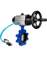 Затвор дисковый поворотный DN.ru WBV1616E-2W-Fb-H Ду125 Ру16 LUG, корпус - чугун QT450, диск - чугун QT450, уплотнение - EPDM, с пневмоприводом PA-DA-105-1 и пневмораспределителем 4M320-08 AC220V