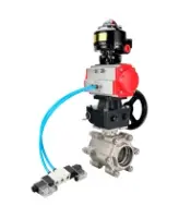 Кран шаровой DN.ru BV3232P(3pc)-FP-SW-ISO-H Ду80 Ру63 полнопроходной, корпус - нержавеющая сталь SS316, под приварку, с пневмоприводом PA-DA-105, пневмораспределителем 4V320-08 AC220V, БКВ APL-510N EX, ручным дублером MON2-450-T28-ISO