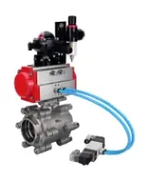 Кран шаровой DN.ru BV3232P(3pc)-FP-SW-ISO-H Ду65 Ру63 полнопроходной, корпус - нержавеющая сталь SS316, под приварку, с пневмоприводом PA-SA-130, пневмораспределителем 4V320-08 AC220V, БКВ APL-210N, БПВ AFC2000