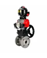 Кран шаровой DN.ru BV3232P(2pc)-FP-F-ISO-H Ду50 Ру16 полнопроходной фланцевый, корпус - нержавеющая сталь SS316, уплотнение - PTFE, с пневмоприводом PA-DA-083, пневмораспределителем 4M320-08 AC220V, ручным дублером MON2-450-T28-ISO и БКВ APL-510N EX