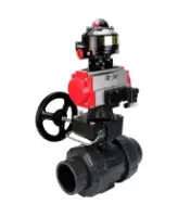 Кран шаровой DN.ru BV4242E-FP-GRM-ISO Дн50 Ру10 полнопроходной, корпус - НПВХ, шар - НПВХ, уплотнение - EPDM, с пневмоприводом PA-DA-052, пневмораспределителем 4M310-08 DC24V, ручным дублером MON1-250-T26-ISO и БКВ APL-510N EX