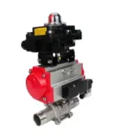 Кран шаровой DN.ru BV3232P(3pc)-FP-W-ISO-H LONG Ду80 Ру25 полнопроходной, корпус - нержавеющая сталь 316, уплотнение - PTFE, под приварку, с пневмоприводом DN.ru PA-SA-130, пневмораспределителем 4M310-08 AC220V и БКВ APL-410N EX