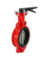 Затвор дисковый поворотный DN.ru WBV1413E-2W-Fb-ISO-H Ду100 Ру16 межфланцевый, корпус - чугун GGG50, диск - чугун GGG40, уплотнение - EPDM, с рукояткой, красный