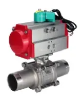 Кран шаровой DN.ru BV3232P(3pc)-FP-W-ISO-H LONG Ду80 Ру25 полнопроходной, корпус - нержавеющая сталь 316, уплотнение - PTFE, под приварку, с пневмоприводом PA-DA-083 и магнитным переключателем ALS200D