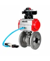 Кран шаровой DN.ru BV3232P(2pc)-FP-F-ISO-H WDVF Ду65 Ру16 полнопроходной, фланцевый, корпус - нержавеющая сталь 316, уплотнение - PTFE, с пневмоприводом PA-SA-130, пневмораспределителем 4V320-08 AC220V и БКВ APL-210N