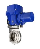 Затвор дисковый поворотный DN.ru WBV3131S-2W-W-H Ду80 Ру10 под приварку, корпус - пищевая нержавеющая сталь 304, уплотнение - Silicon, с электроприводом QT-N-005M-O2-220VAC-У1 с моментной муфтой и штурвалом