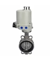 Затвор дисковый поворотный DN.ru WBV3232V-2W-Fb-H Ду100 Ру16, корпус - нержавеющая сталь 316L, диск - нержавеющая сталь 316L, уплотнение - VITON, с электроприводом ГЗ-ОФ-80/21К 220В