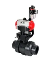 Кран шаровой DN.ru BV4242E-FP-GRM-ISO Дн50 Ру10 полнопроходной, корпус - НПВХ, шар - НПВХ, уплотнение - EPDM, с пневмоприводом PA-DA-052, пневмораспределителем 4M310-08 AC220V, ручным дублером MON1-250-T26-ISO и БПВ AFC2000