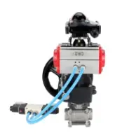 Кран шаровой DN.ru BV3232P(3pc)-FP-W-ISO-H Ду50 Ру40 полнопроходной под приварку, корпус - нержав.сталь 316, уплотнение - PTFE, с пн.приводом PA-DA-083, пн.распределителем 4V320-08 AC220V, БКВ APL-210N и ручным дублером MON2-450-T28-ISO
