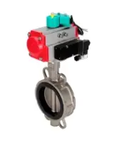 Затвор дисковый поворотный DN.ru WBV3232E-2W-Fb-H Ду65 Ру16 корпус - нержавеющая сталь 316L, диск - нержавеющая сталь 316L, уплотнение - EPDM, с пневмоприводом PA-DA-065, пневмораспределителем 4M310-08 AC220V и магнитным переключателем ALS200D