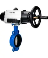 Затвор дисковый поворотный DN.ru WBV1432N-2W-Fb-H Ду125 Ру16, корпус - чугун GGG50, диск - нержавеющая сталь 316L, уплотнение - NBR, с пневмоприводом DN.ru PA-DA-105-1 двойного действия, пневмораспределителем 4M310-08 DC24V