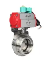 Затвор дисковый поворотный DN.ru WBV3131E-2W-T-H Ду50 Ру10 резьбовой, пищевая нержавеющая сталь 304, уплотнение - EPDM, с пневмоприводом PA-DA-052 и магнитным переключателем ALS200D