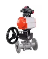 Кран шаровой DN.ru BV3131P(3pc)-FP-F-ISO-H Ду100 Ру16 полнопроходной трехсоставной, фланцевый, нержавеющая сталь 304, уплотнение - PTFE, 22х22, F10, WDVF, с пневмоприводом DN.ru PA-DA-105, БКВ APL-410N EX и ручным дублером MON3-700-T38-ISO