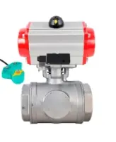 Кран шаровой DN.ru BV3232P(4pc)-SP-3WL-T-ISO-H WDVF Ду65 Ру40 стандартнопроходной, 3-ходовой L-тип, внутренняя резьба, нержавеющая сталь AISI 316, с пневмоприводом PA-DA-105, пневмораспределителем 4M310-08 AC220V и магнитным переключателем ALS200D