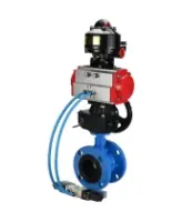 Затвор дисковый поворотный DN.ru WBV1313E-2W-F-H Ду100 Ру16 фланцевый, корпус - чугун GGG40, диск - чугун GGG40, EPDM, с пневмоприводом DN.ru PA-DA-105, пневмораспределителем 4V320-08 AC220V, БКВ APL-510N EX и ручным дублером MON1-250-T26-ISO