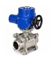 Кран шаровой DN.ru BV3232P(3pc)-FP-W-ISO-H WDVF Ду50 Ру40 полнопроходной, трехсоставной, корпус - нержавеющая сталь 316, уплотнение - PTFE, под приварку, с электроприводом DN.ru QT-N-010M-O2-220VAC-У1 с моментной муфтой и штурвалом