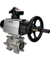 Кран шаровой DN.ru BV3232P(3pc)-FP-SW-ISO-H Ду100 Ру63 полнопроходной, корпус - нержавеющая сталь SS316, под приварку, с пневмоприводом PA-DA-105-1, БКВ APL-210N