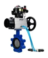 Затвор дисковый поворотный DN.ru WBV1631N-2W-Fb-H Ду150 Ру16 LUG, корпус - чугун QT450, диск - нержавеющая сталь 304, уплотнение - NBR, с пневмоприводом PA-DA-105-1, пневмораспределителем 4M320-10 AC220V, БКВ APL-510N EX и БПВ AFC2000
