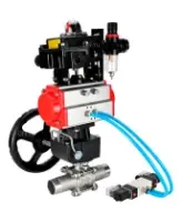 Кран шаровой DN.ru BV3232P(3pc)-FP-W-ISO-H LONG Ду65 Ру25 полнопроход., корпус - нерж.сталь 316, уплотнение - PTFE, под приварку, с пн.приводом PA-DA-083, пн.распределителем 4V320-08 AC220V, редуктором MON2-450-T28-ISO, БКВ APL-410N EX и БПВ AFC2000