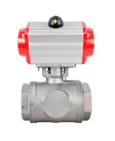 Кран шаровой DN.ru BV3232P(4pc)-SP-3WL-T-ISO-H WDVF Ду40 Ру63 стандартнопроходной, 3-ходовой L-тип, внутренняя резьба, корпус - нержавеющая сталь AISI 316, уплотнение - PTFE, с пневмоприводом DN.ru PA-SA-130 с возвратными пружинами