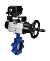 Затвор дисковый поворотный DN.ru WBV1631N-2W-Fb-H Ду150 Ру16 LUG корпус - чугун QT450, диск - нержавеющая сталь 304, уплотнение - NBR, с пневмоприводом PA-DA-105-1 и позиционером YT-1000RSN без обратной связи