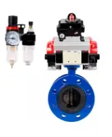 Затвор дисковый поворотный DN.ru WBV1331E-2W-F-H Ду125 Ру16 фланцевый, корпус - чугун GGG40, диск - нержавеющая сталь 304, EPDM, с пневмоприводом DN.ru PA-SA-160, пневмораспределителем DN.ru 4V320-08 AC220V, БКВ DN.ru APL-410N EX и БПВ DN.ru AFC2000