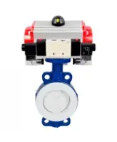 Затвор дисковый поворотный DN.ru WBV3434Pf-2W-Fb-R Ду250 Ру16 корпус - углеродистая сталь WCB, диск - углеродистая сталь WCB, футерованный PTFE, уплотнение - PTFE, с пневмоприводом DN.ru PA-DA-130 и пневмораспределителем DN.ru 4V320-08 AC220V