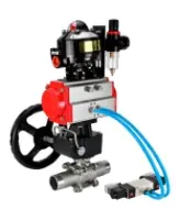 Кран шаровой DN.ru BV3232P(3pc)-FP-W-ISO-H LONG Ду65 Ру25 полнопроход., корпус - нерж.сталь 316, уплотнение - PTFE, под приварку, с пн.приводом PA-DA-083, пн.распределителем 4V320-08 AC220V, редуктором MON2-450-T28-ISO, БКВ APL-510N EX и БПВ AFC2000