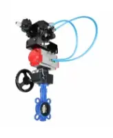 Затвор дисковый поворотный DN.ru WBV1413E-2W-Fb-H Ду300 Ру16, корпус - чугун GGG50, диск - чугун GGG40, EPDM, с пневмоприводом PA-DA-140, ручным дублером MON4-1200-T54-ISO и электропневматическим поворотным позиционером YT-1000RSN без обратной связи