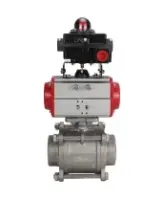 Кран шаровой DN.ru BV3232P(3pc)-FP-W-ISO-H Ду65 Ру25 SS316 полнопроходной под приварку, корпус - нержавеющая сталь с пневмоприводом DN.ru PA-DA-83 и блоком концевых выключателей APL-410N EX