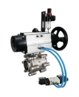 Кран шаровой DN.ru BV3232P(3pc)-FP-SW-ISO-H Ду100 Ру63 полнопроходной, корпус - нержавеющая сталь SS316, под приварку, с пневмоприводом PA-DA-105-1, пневмораспределителем 4V320-08 AC220V, БПВ AFC2000